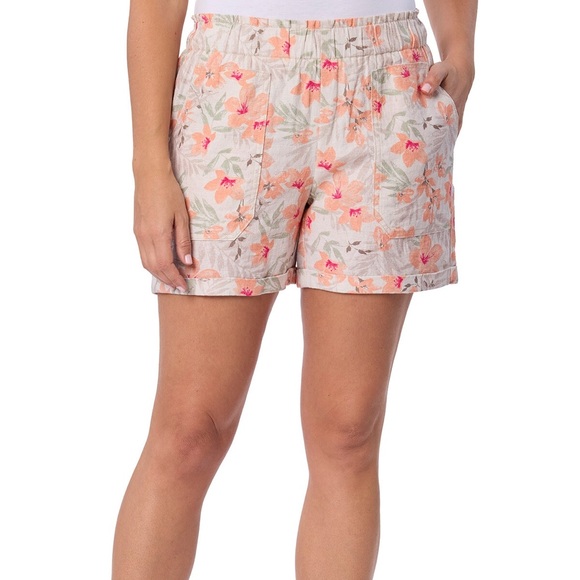 Briggs Pants - Briggs New York Pink and Orange Bermudas Elastic Waist